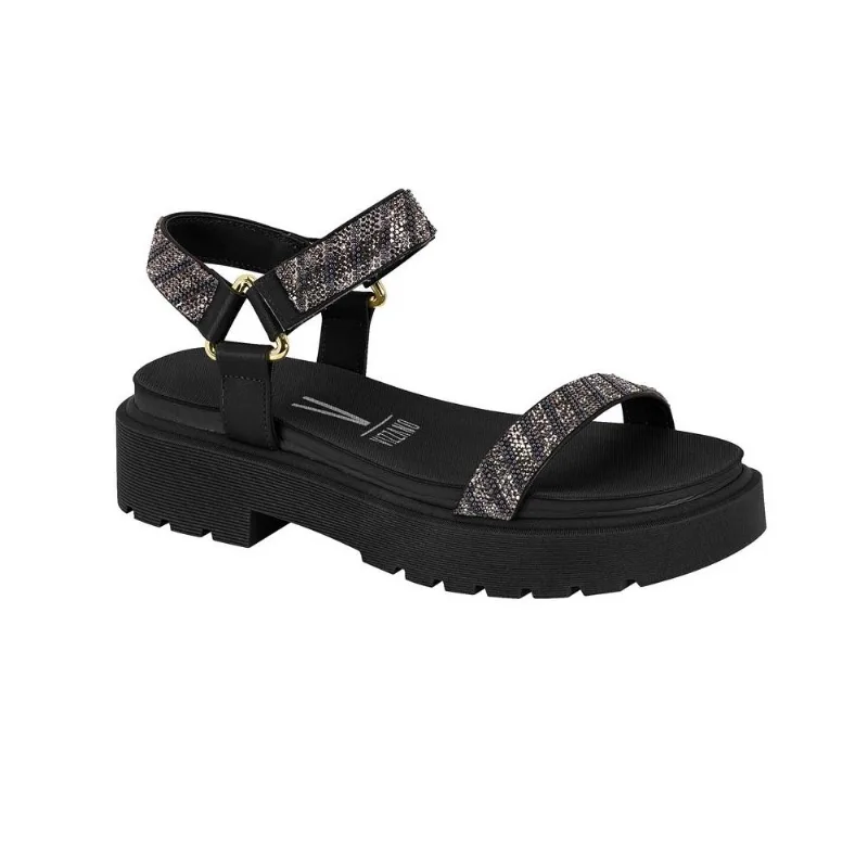 Sandalia Vizzano Plataforma Strass Ref 6499.103.27030 Preto/hematite Onix 035