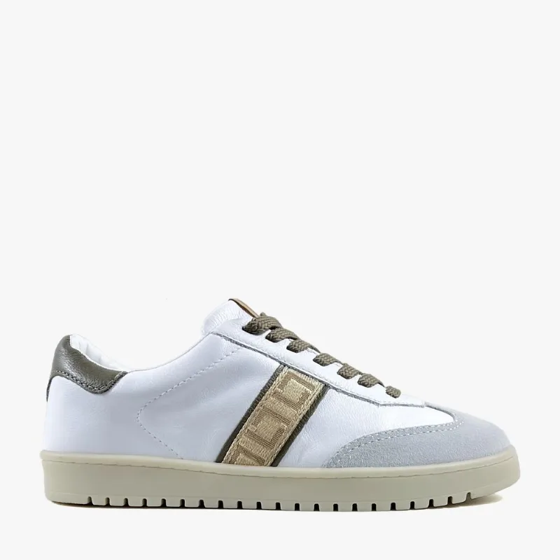 Tênis Luz da Lua Casual Couro Branco e Oliva Original 37