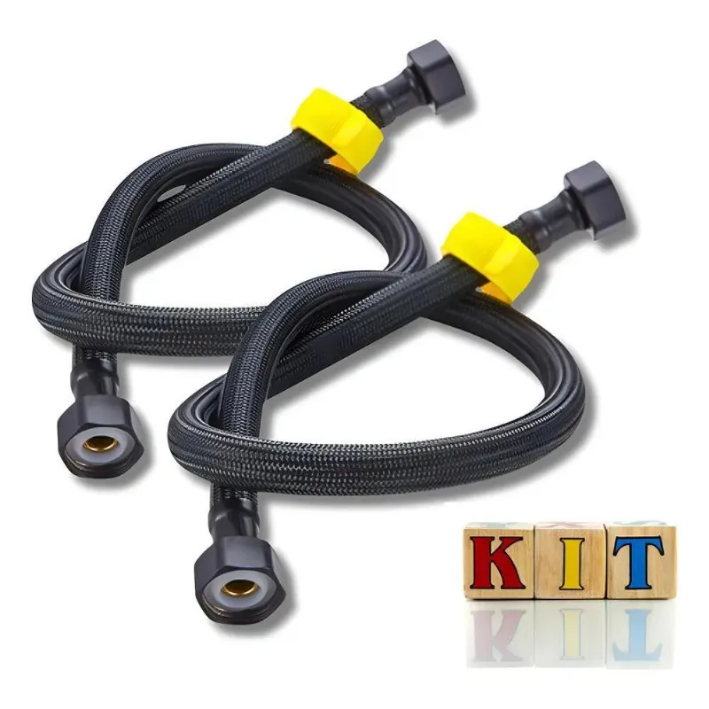 Kit 2 Rabicho Engate Mangueira Mangote Ligação 1/2 Flex Pret