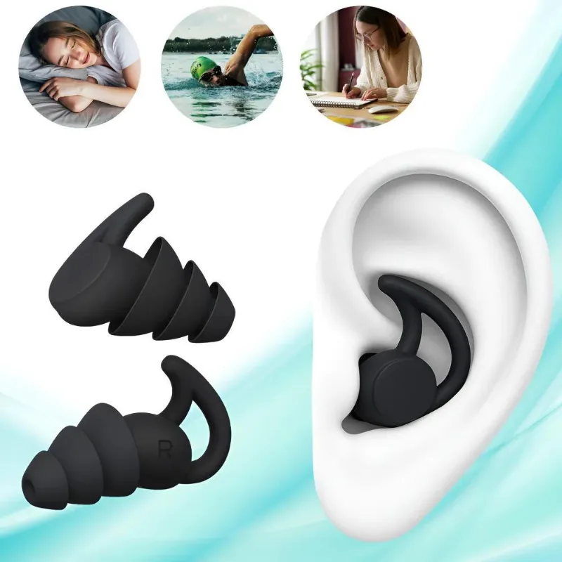 Tampão Ouvido Protetor Auricular Dormir Natação Antirr Preto