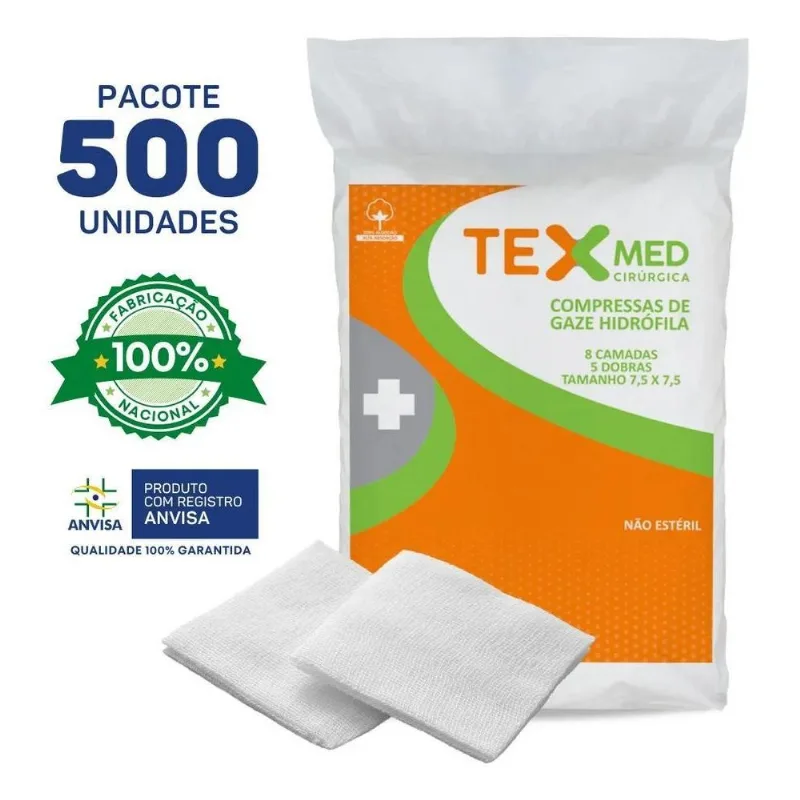 Compressa De Gaze Hidrófila Não Estéril 500 Unidades