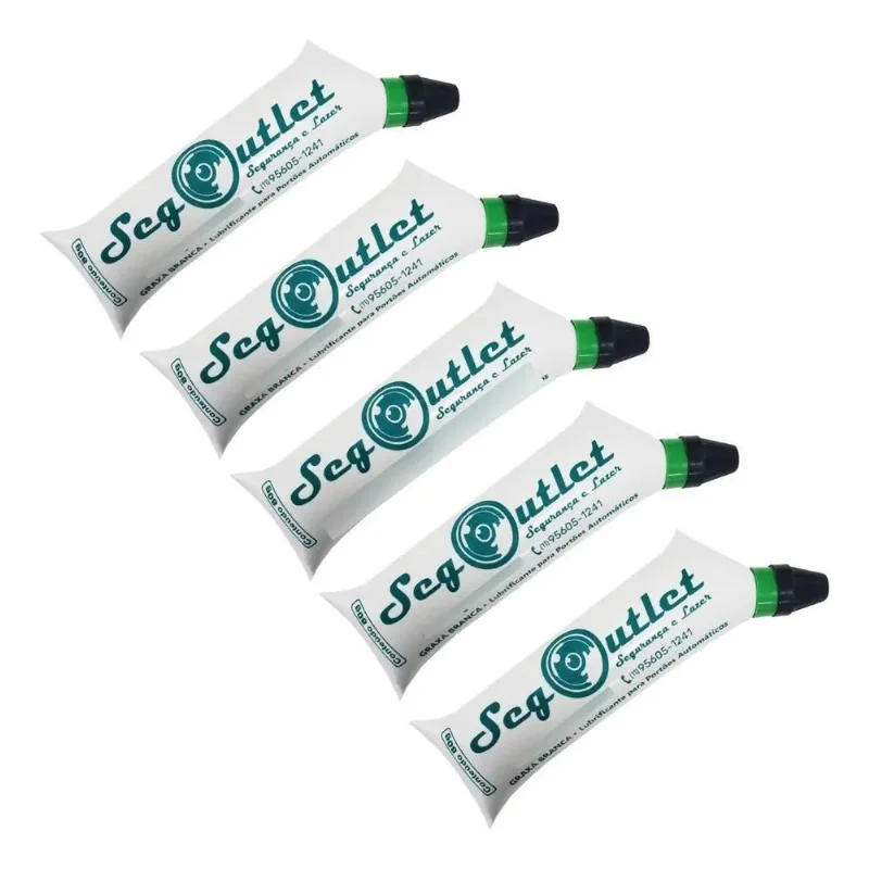 5x Kit C/5 Graxa Branca Para Portão Automático 80g Bisnaga