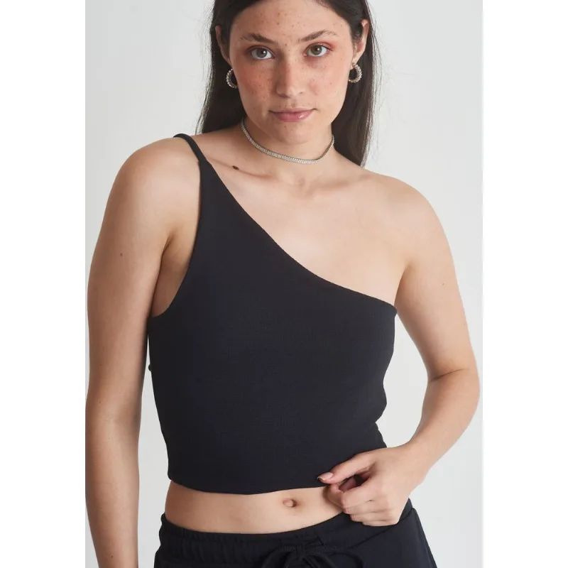 Blusa malha texturizada feminino cropped preto Preto M