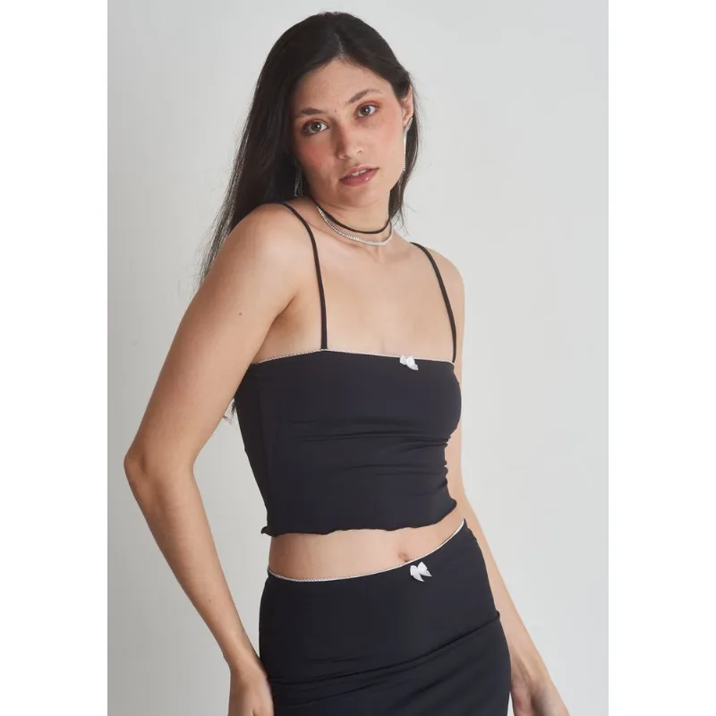 Blusa poliamida feminino cropped preto Preto M