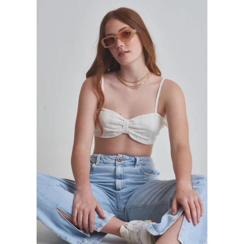 Blusa viscose com lurex feminino top branca Branco G