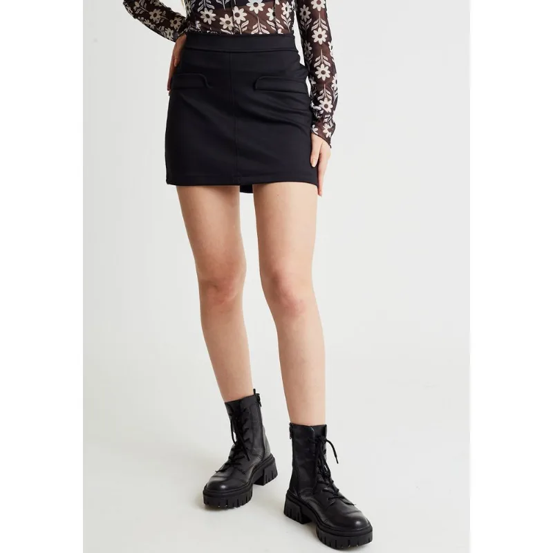 Saia mini cintura baixa Preto XP