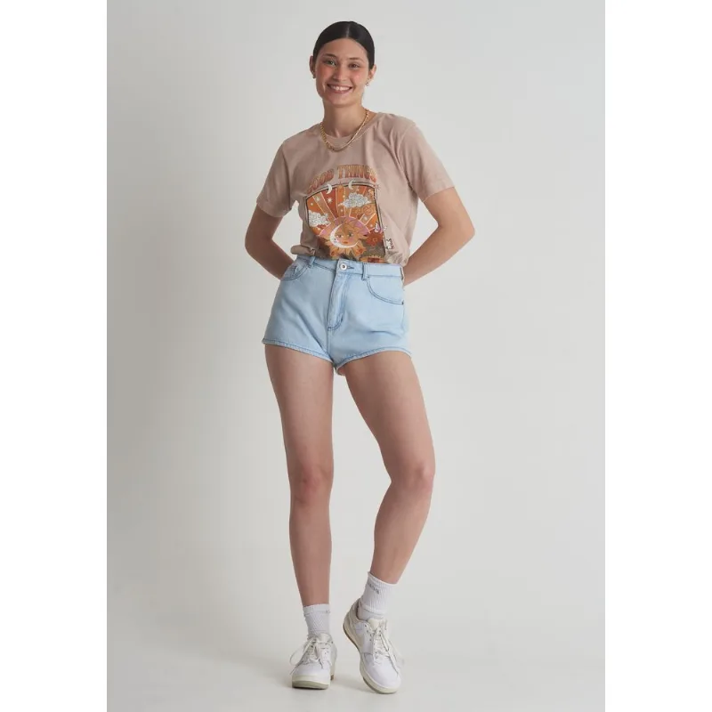 Short jeans feminino mini azul Azul claro 38