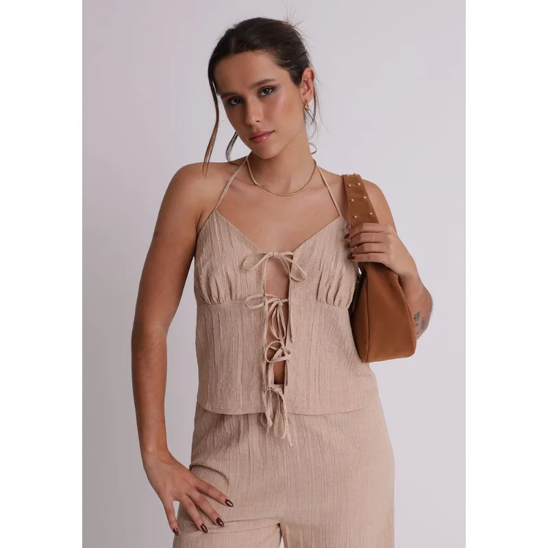 Blusa tecido texturizada feminino Natural Natural GG