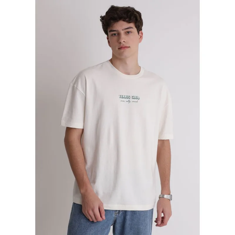 Camiseta em Algodão Estampa Tennis Club Off white GG
