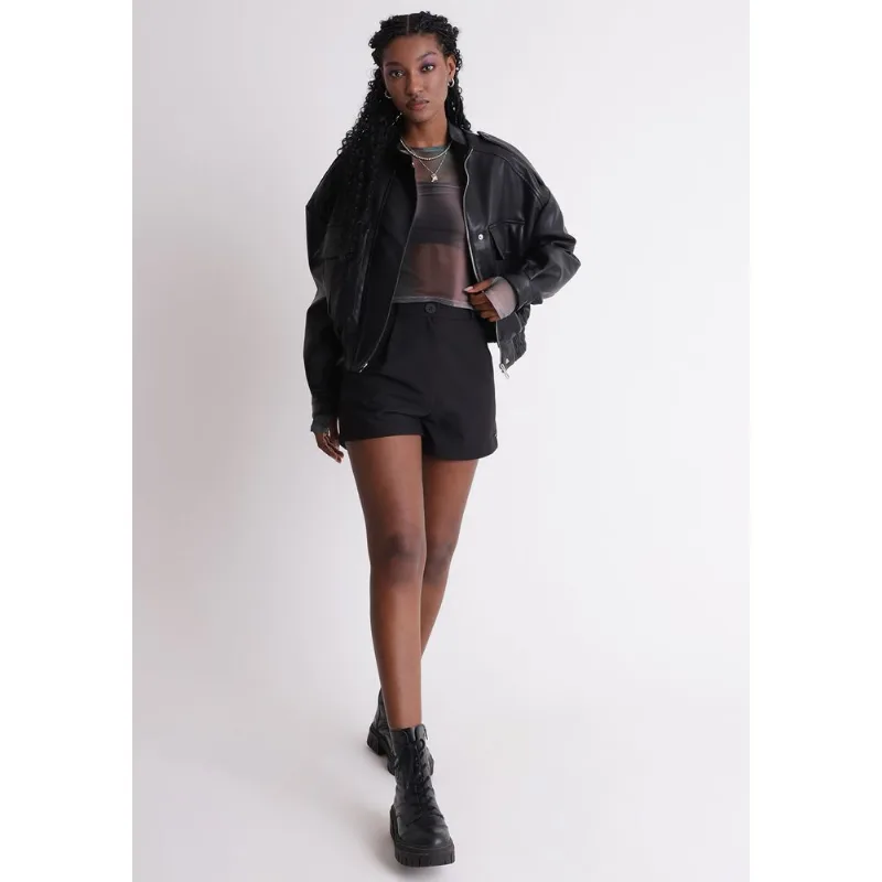 Short alfaiataria feminino preto Preto GG