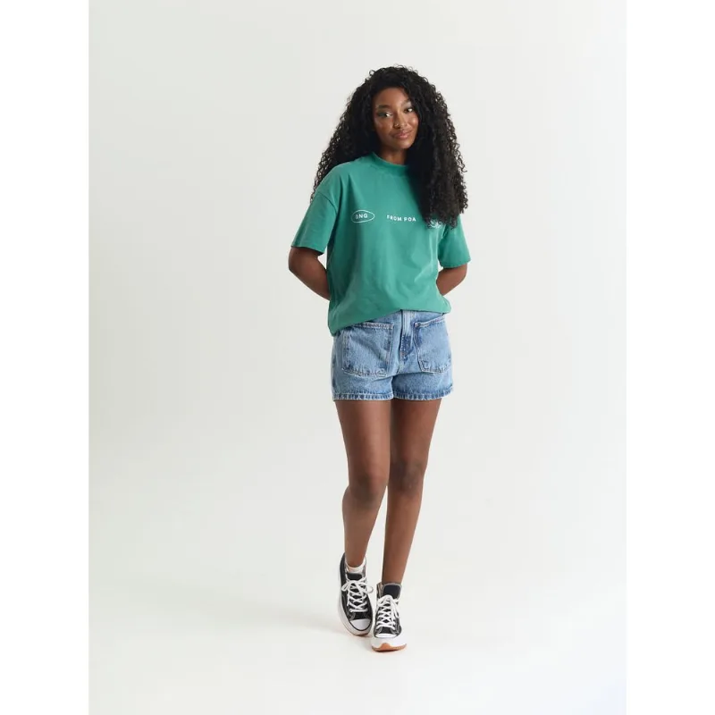 Short jeans feminino bolso frontal azul Azul 44