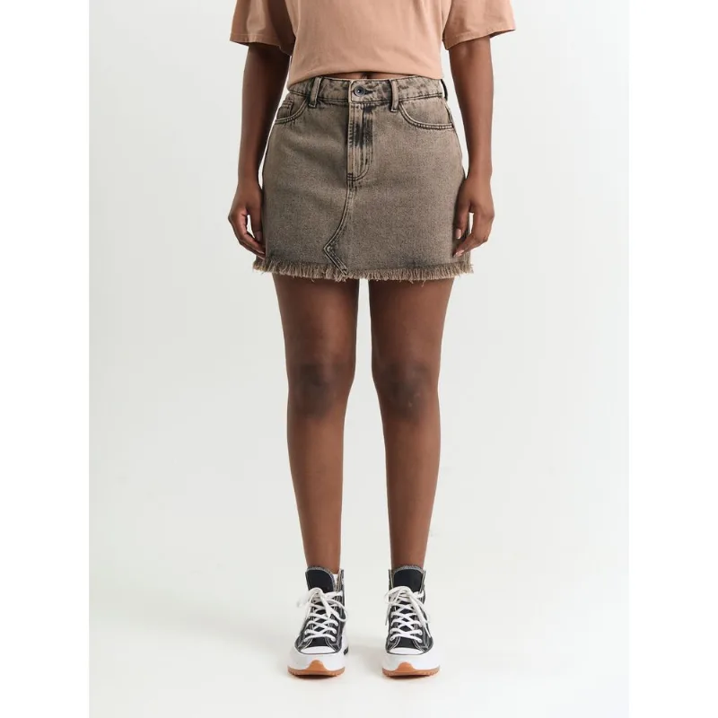 Saia jeans feminino curta vintage marrom Marrom 42