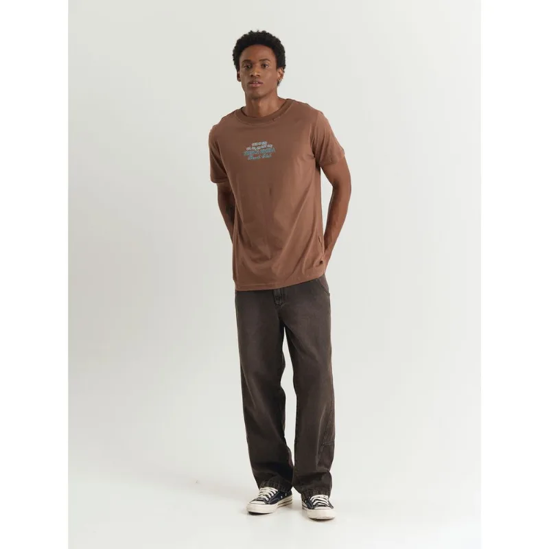 Camiseta algodão masculina french riviera marrom Marrom GG