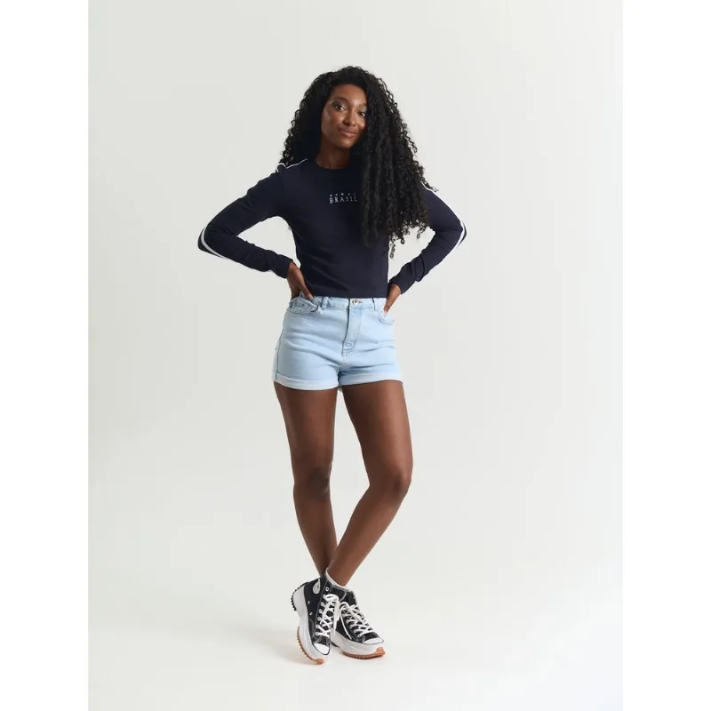 Short jeans feminino curto azul Azul 40