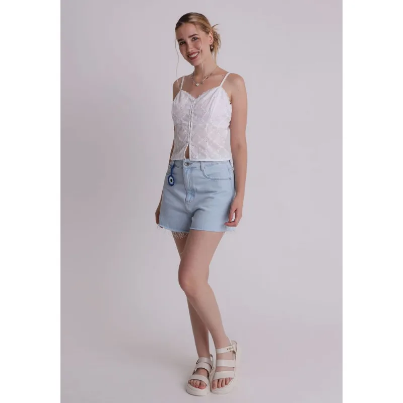 Short jeans feminino curto azul Azul 42