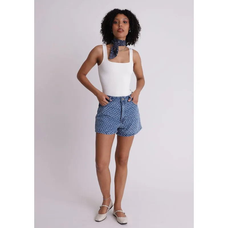 Short jeans feminino curto azul Azul 38