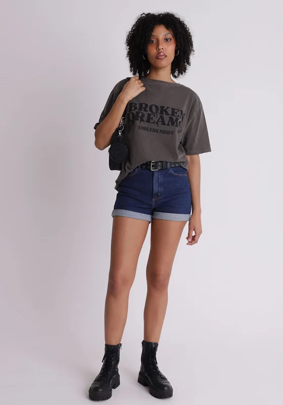 Short jeans feminino elastano barra dobrada azul - GANG - Feminino