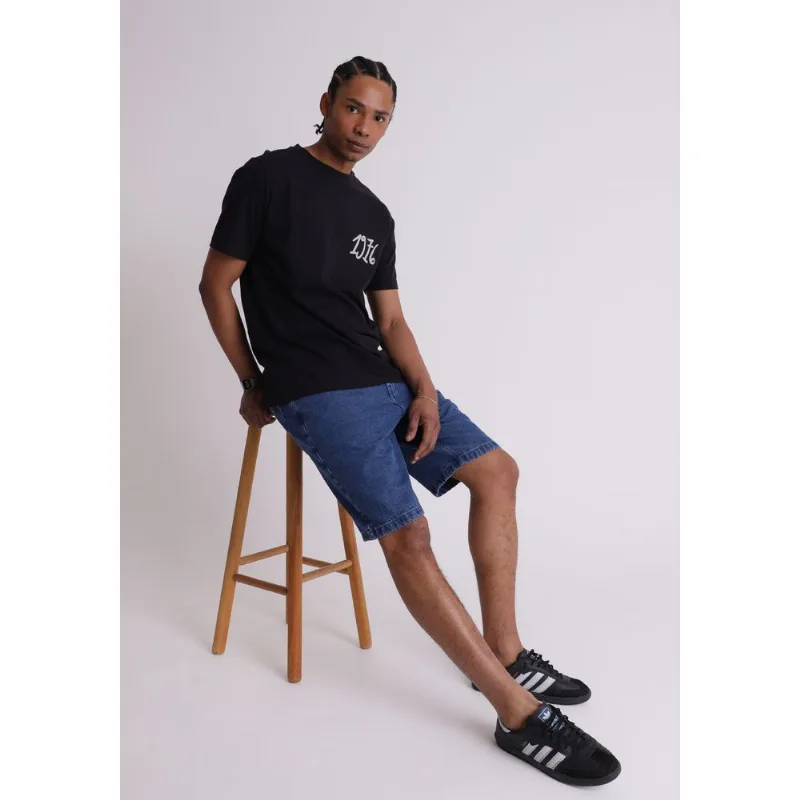 Bermuda jeans masculina regular azul médio Azul 36