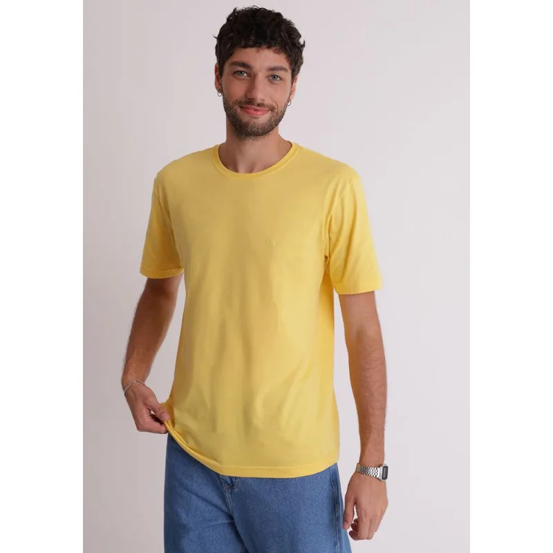 Camiseta 100% algodão masculina básica amarelo Amarelo P