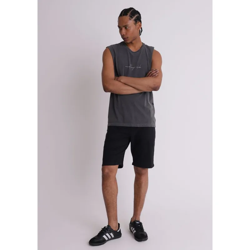 Bermuda jeans masculina slim preta Preto 44