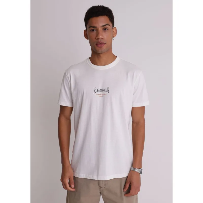 Camiseta algodão masculina básica fisherman club Off white PP