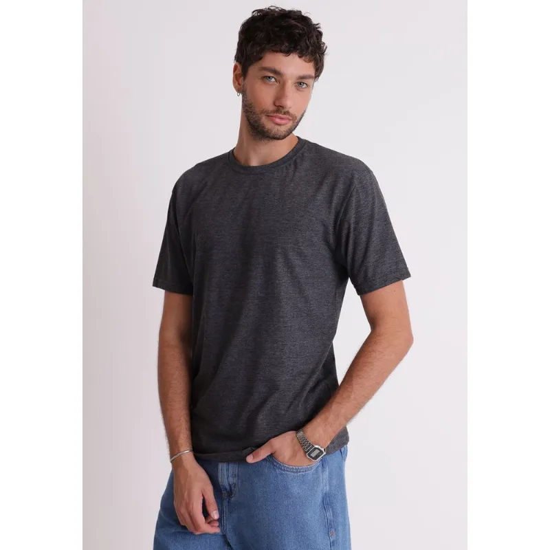 Camiseta malha masculina basica gola redonda cinza Cinza P