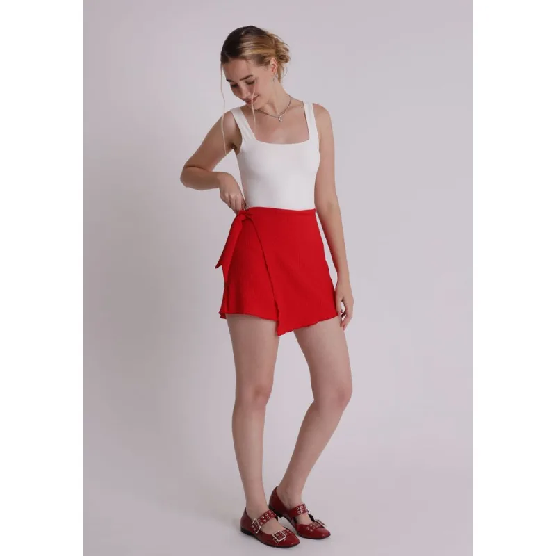 Short saia feminino vermelho Vermelho G