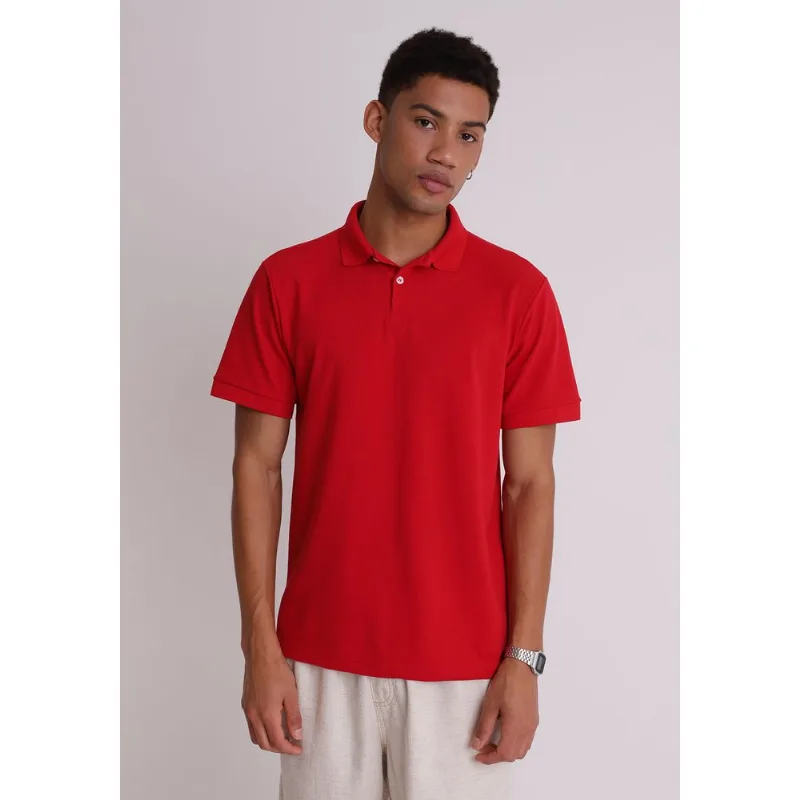 Camiseta masculina manga curta piquet vermelho Vermelho PP