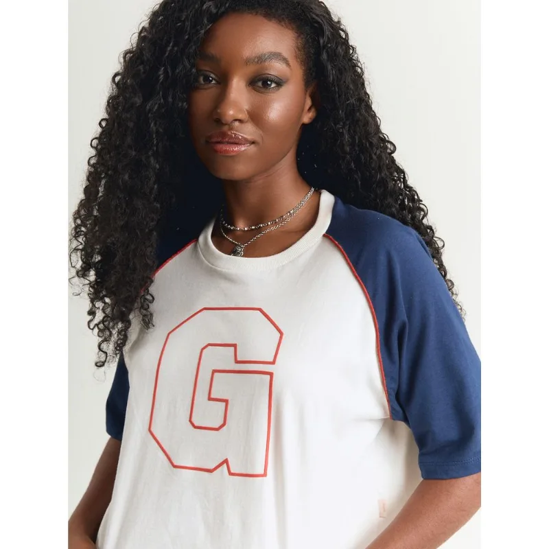 Blusa algodão feminino cropped estampa g Off White Off white PP