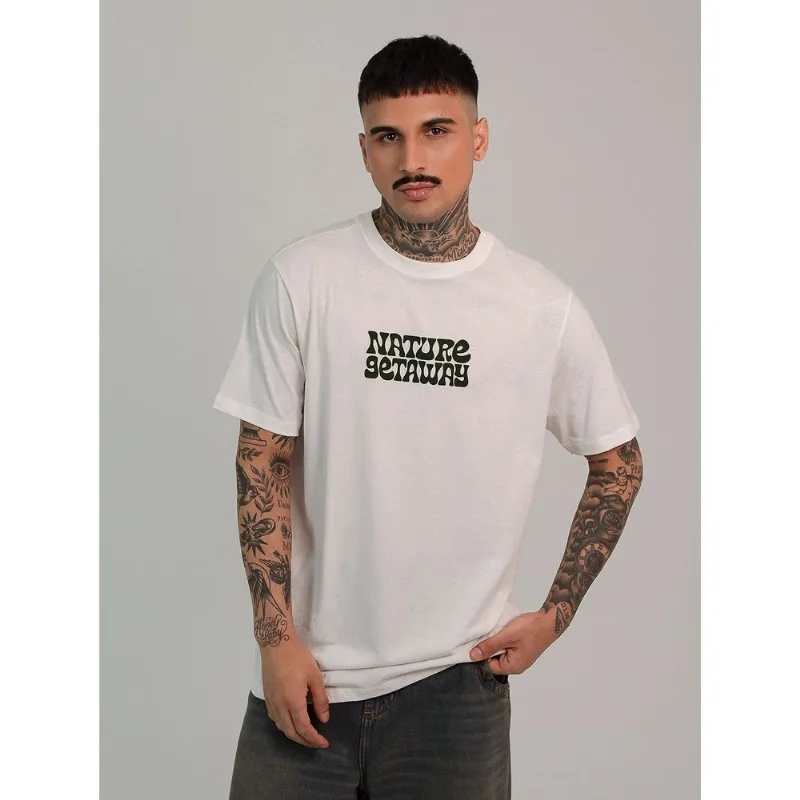 Camiseta algodão masculina nature branca Off white GG