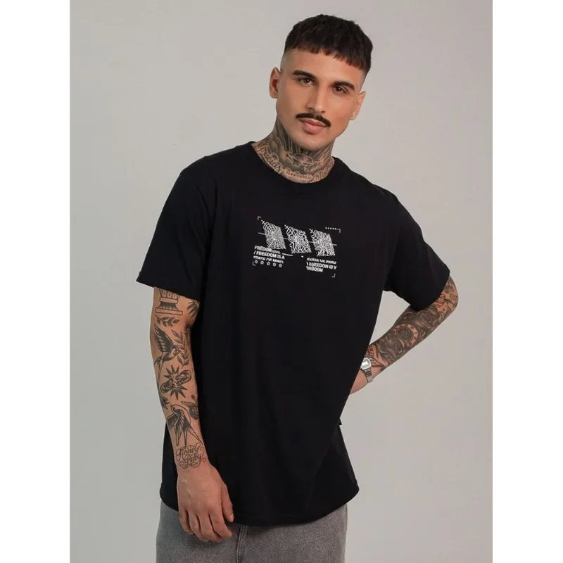 Camiseta algodão masculina freedom preta Preto P