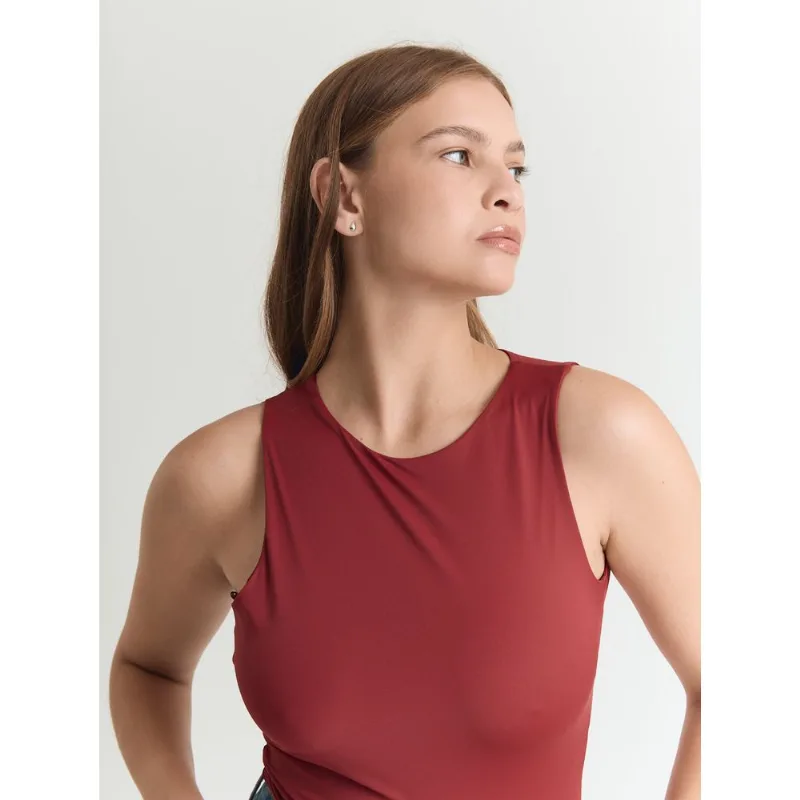 Blusa suplex feminino body cut out vermelho Vermelho GG