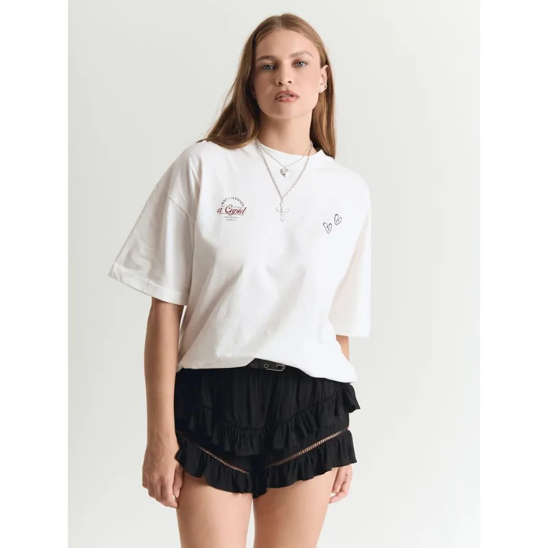 Camiseta algodão feminina básica Branca Off white P