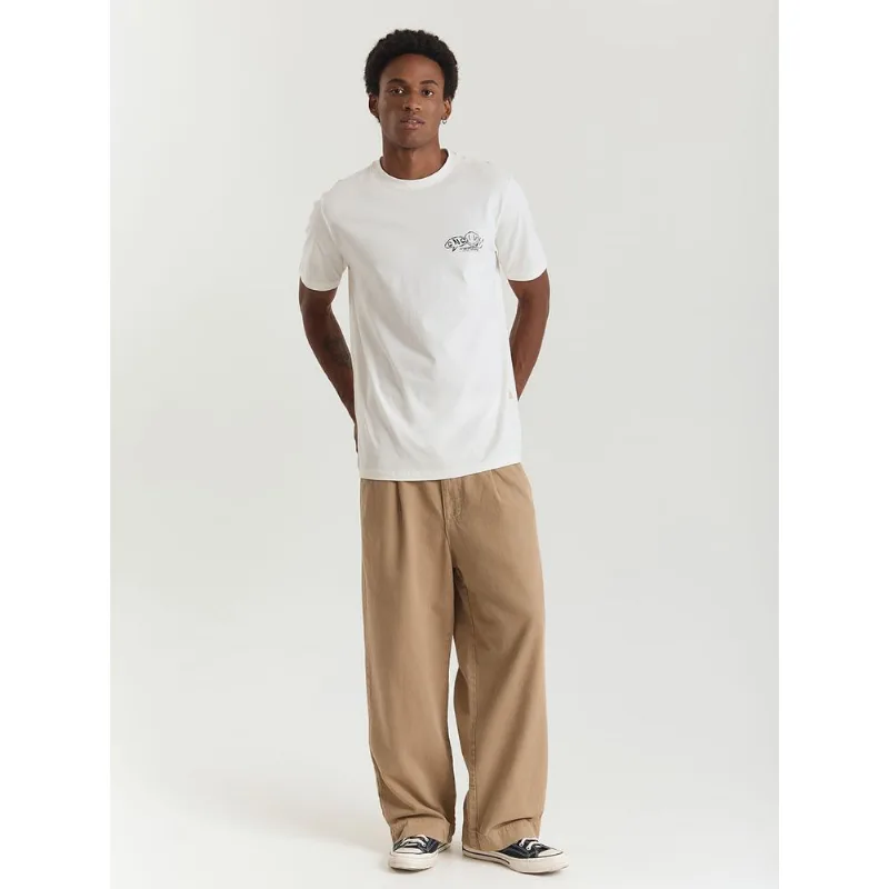 Calça sarja masculina baggy bolso faca bege Bege 42