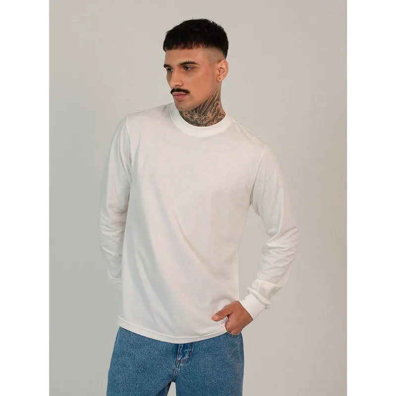Camiseta algodão masculina manga longa branca Off white GG