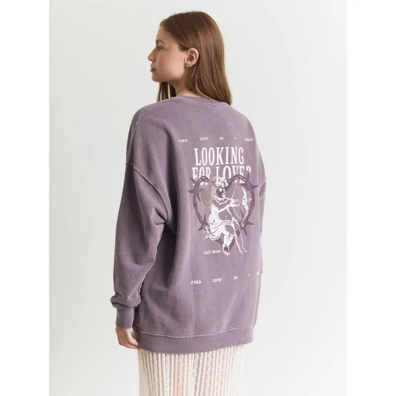 Moletom algodão feminino estampado roxo Roxo GG