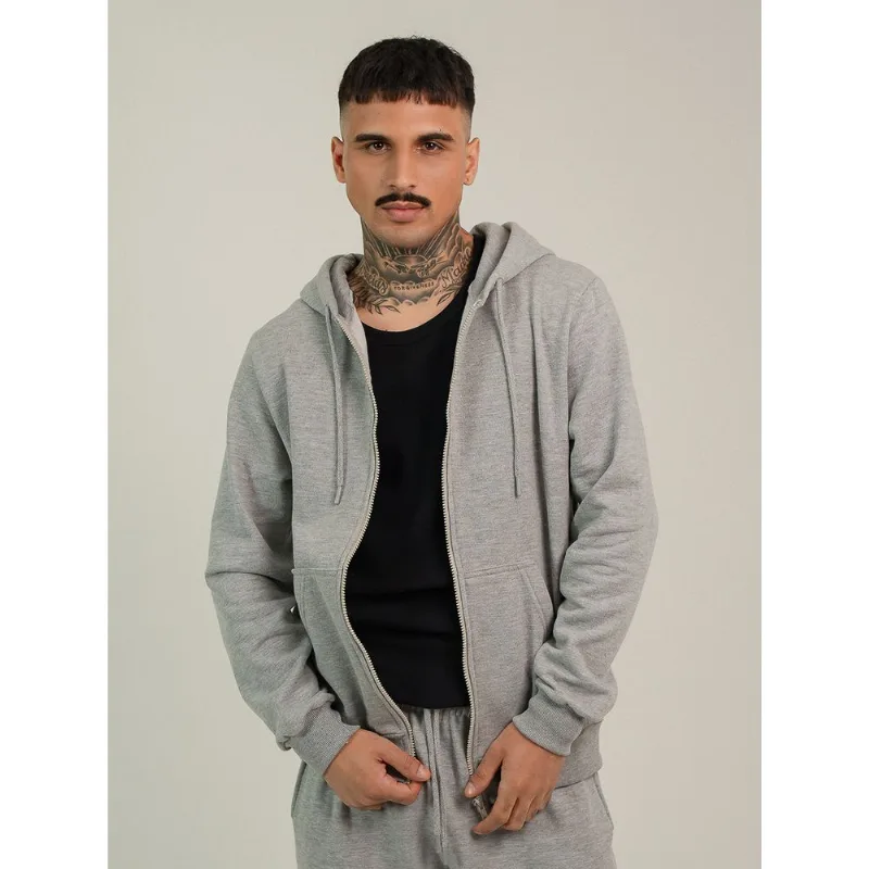 Casaco moletom masculino Canguru com ziper cinza Mescla GG