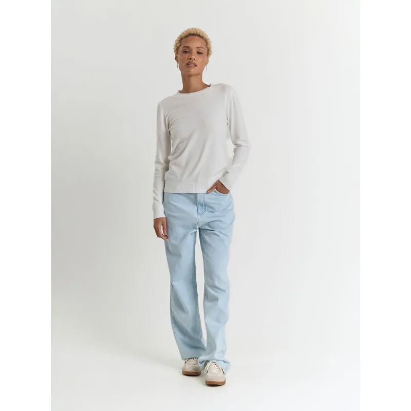 Sueter tricot feminino gola redonda liso Branco Branco GG