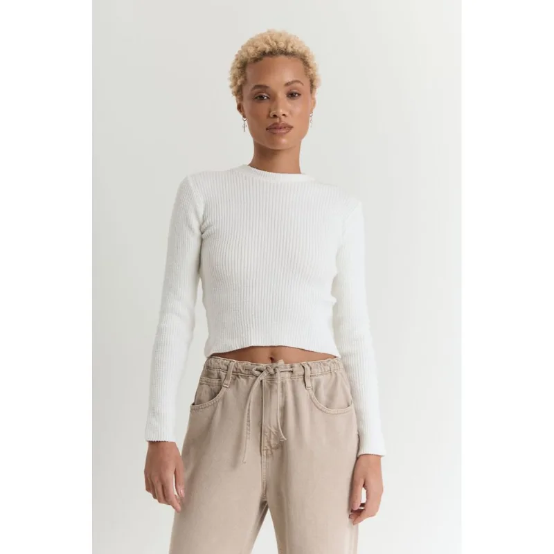 Tricot cropped feminino canelado off white Off white M