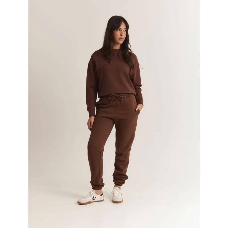 Calça moletom feminino jogger conforto marrom Marrom GG
