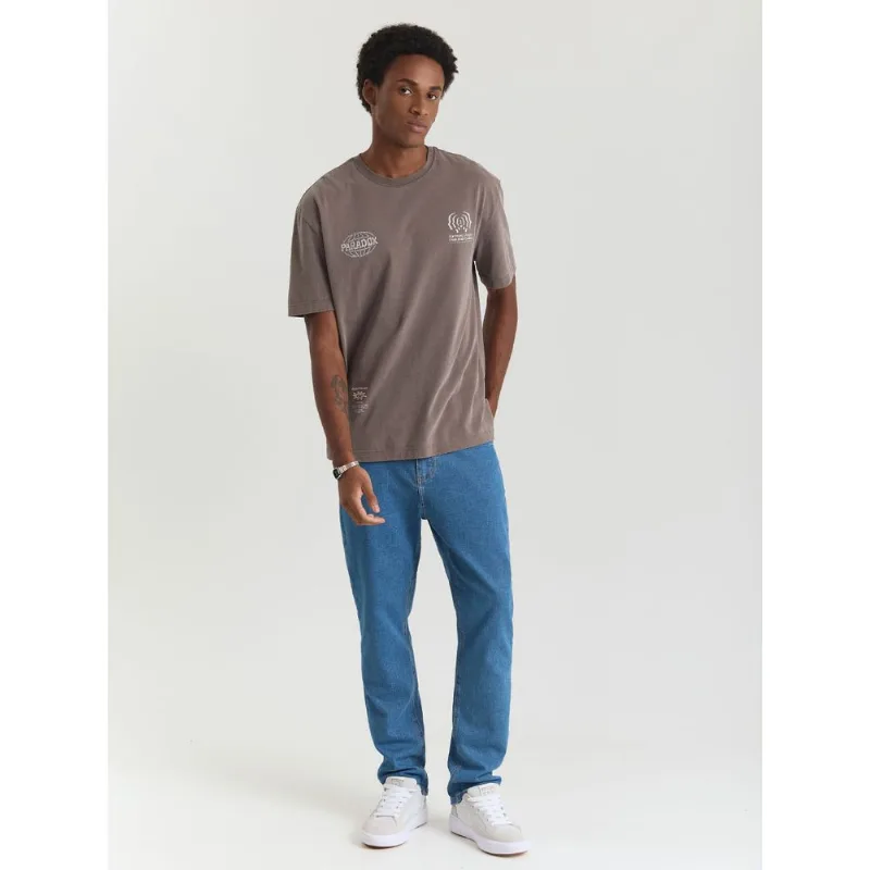 Calça jeans masculina slim com elastano azul Azul 44
