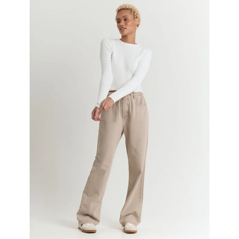 Calça reta com cordão na cintura Natural 40