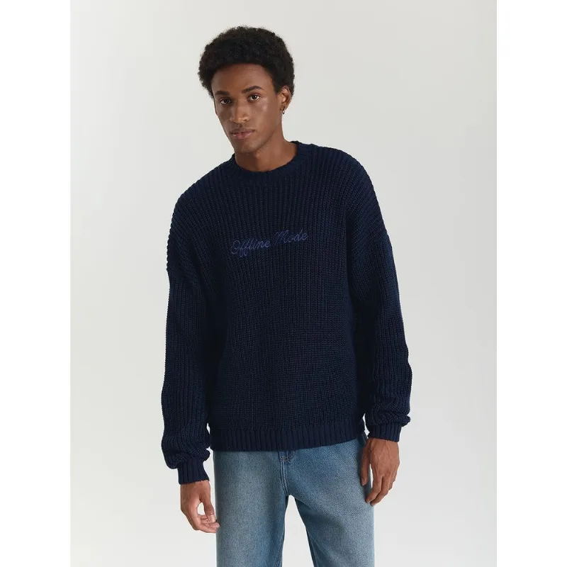 Sueter tricot masculino bordado frontal marinho Marinho GG