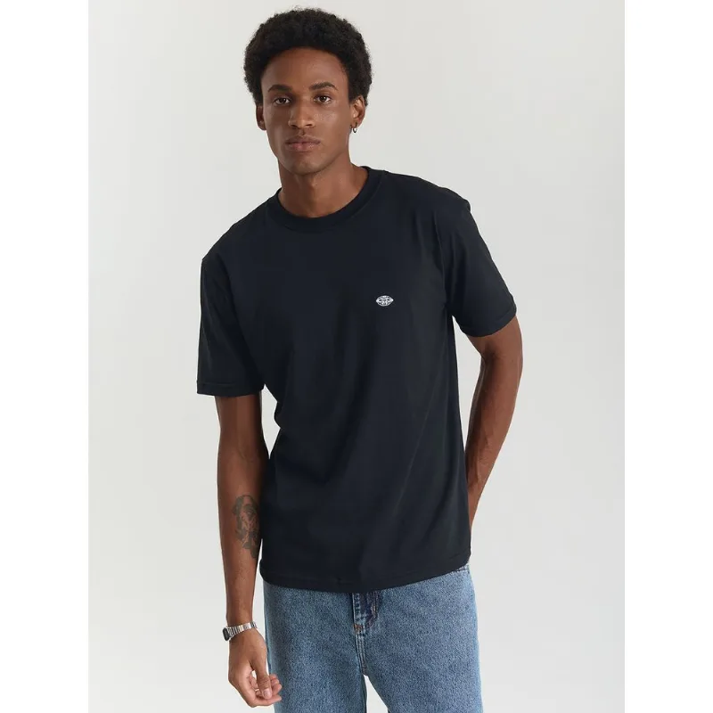 Camiseta algodão masculina básica retrô preto Preto GG