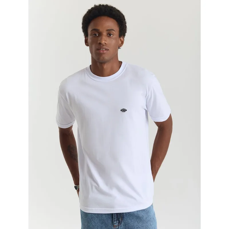 Camiseta algodão masculina logo retrô branca Branco M