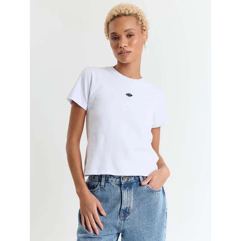 Blusa meia malha feminino baby look vintage Branca Branco GG