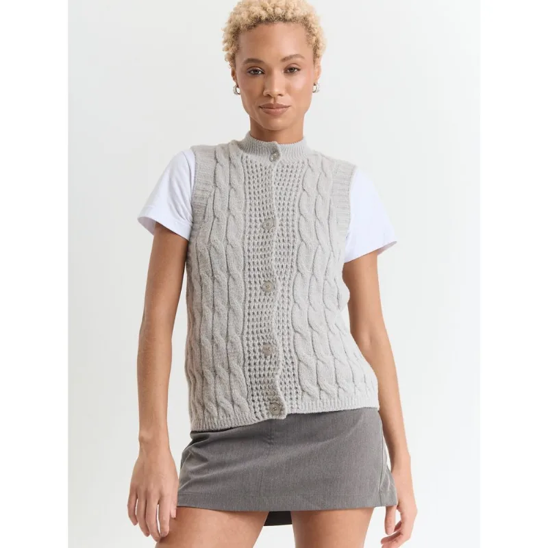 Colete de tricot Cinza P