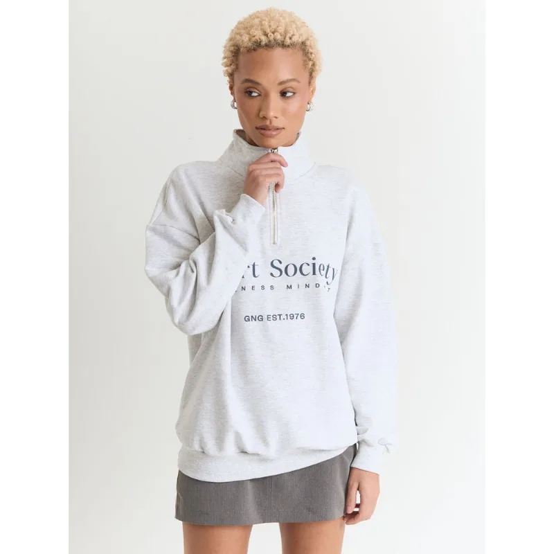 Moletom com zíper sport society Cinza GG