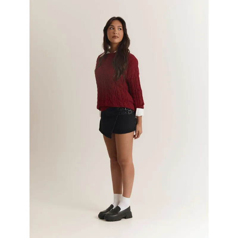 Saia jeans mini com fivelas Preto 36