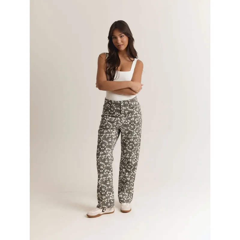 Calça reta animal print Preto 36